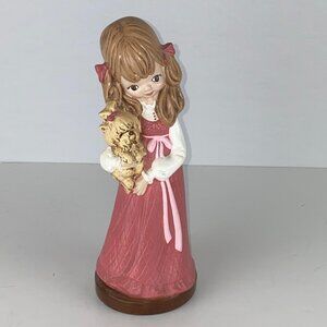 Beautiful Woman Figurine Salmon Dress Brown Hair Eyes Atlantic Mold 9.75" Signed